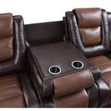 Briscoe 2-Tone (Light Brown And Dark Brown) Premium Faux Leather Upholstery Double Reclining Sofa - Ella Furniture