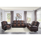 Briscoe 2-Tone (Light Brown And Dark Brown) Premium Faux Leather Upholstery Double Reclining Sofa - Ella Furniture