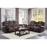 Briscoe 2-Tone (Light Brown And Dark Brown) Premium Faux Leather Upholstery Double Reclining Sofa - Ella Furniture