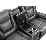 Briscoe 2-Tone Gray Faux Leather Upholstery Double Glider Reclining Loveseat With Center Console - Ella Furniture