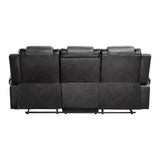 Briscoe 2-Tone (Light Gray And Dark Gray) Premium Faux Leather Upholstery Double Reclining Sofa - Ella Furniture