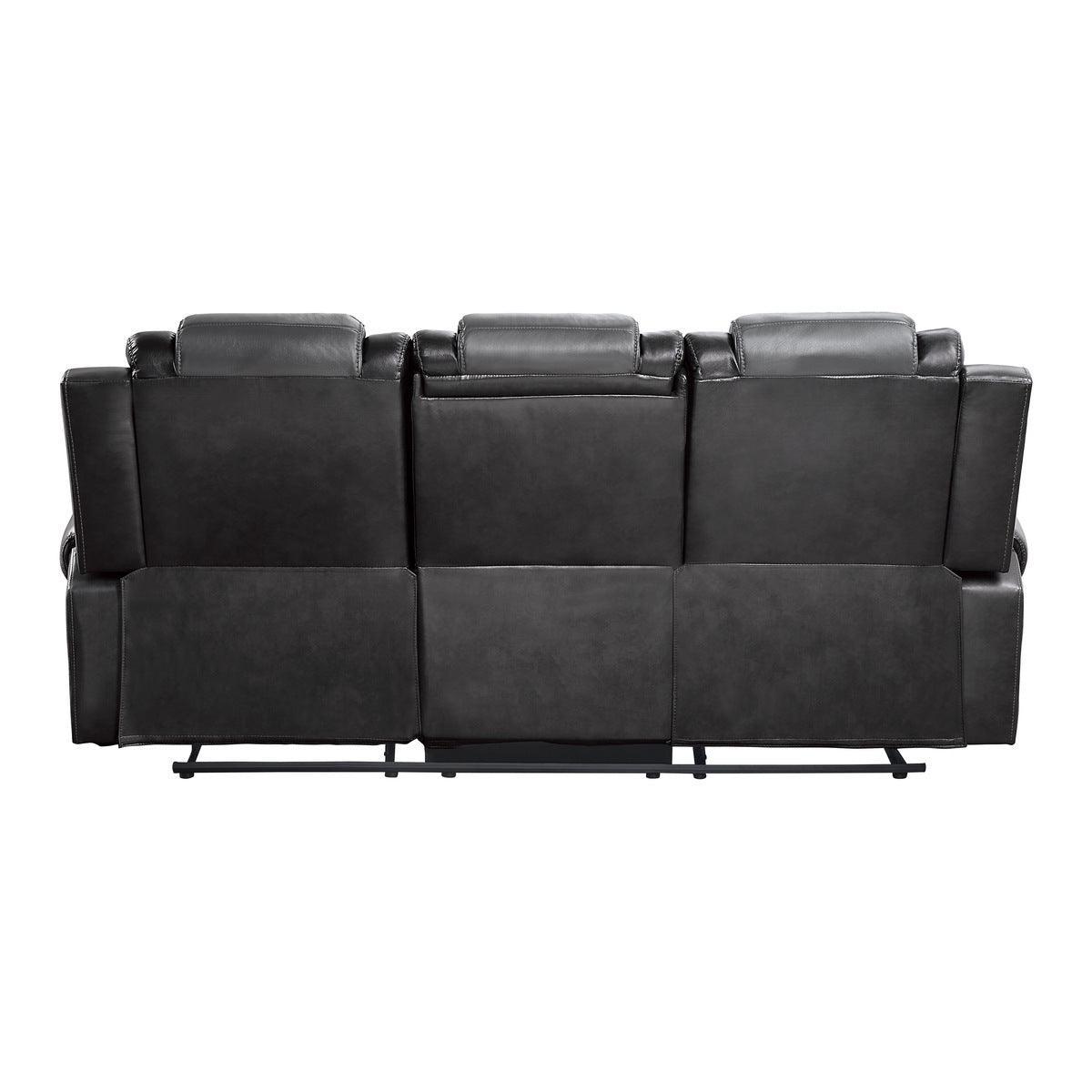 Briscoe 2-Tone (Light Gray And Dark Gray) Premium Faux Leather Upholstery Double Reclining Sofa - Ella Furniture