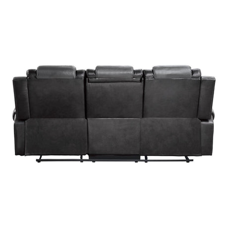 Briscoe 2-Tone (Light Gray And Dark Gray) Premium Faux Leather Upholstery Double Reclining Sofa - Ella Furniture