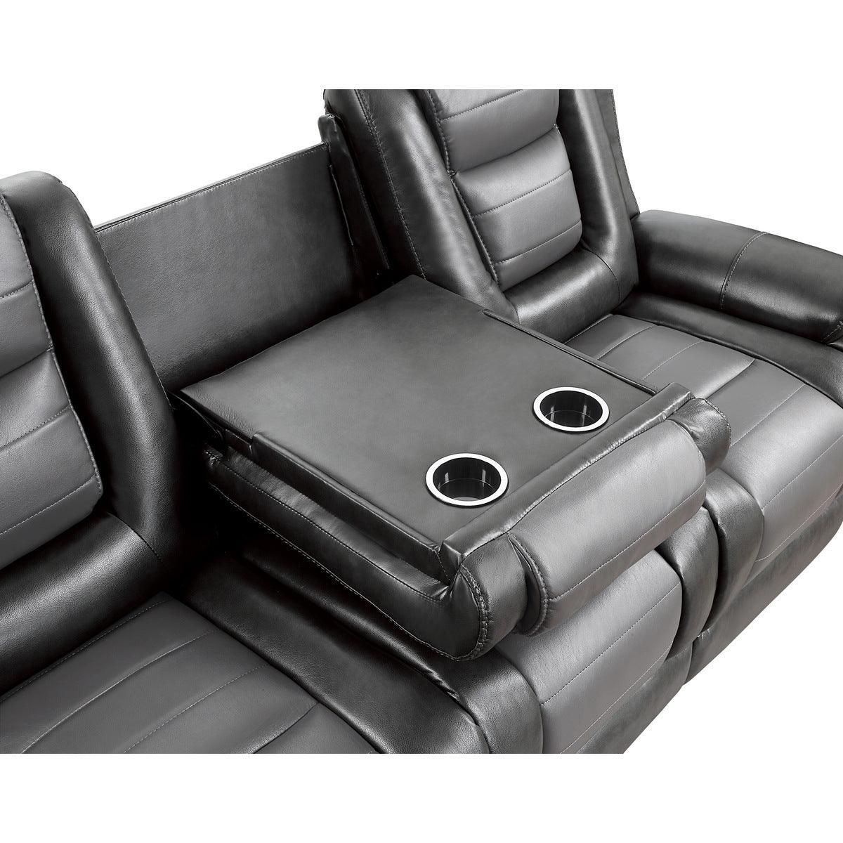 Briscoe 2-Tone (Light Gray And Dark Gray) Premium Faux Leather Upholstery Double Reclining Sofa - Ella Furniture