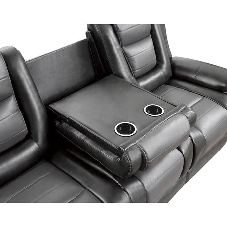 Briscoe 2-Tone (Light Gray And Dark Gray) Premium Faux Leather Upholstery Double Reclining Sofa - Ella Furniture