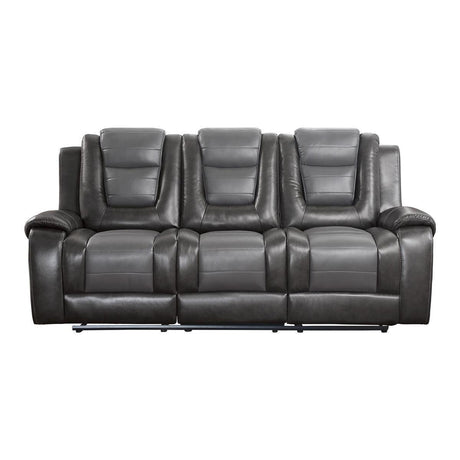 Briscoe 2-Tone (Light Gray And Dark Gray) Premium Faux Leather Upholstery Double Reclining Sofa - Ella Furniture