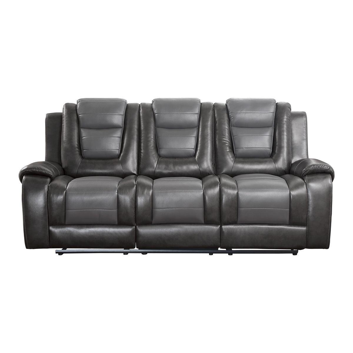 Briscoe 2-Tone (Light Gray And Dark Gray) Premium Faux Leather Upholstery Double Reclining Sofa - Ella Furniture