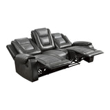 Briscoe 2-Tone (Light Gray And Dark Gray) Premium Faux Leather Upholstery Double Reclining Sofa - Ella Furniture