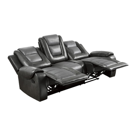 Briscoe 2-Tone (Light Gray And Dark Gray) Premium Faux Leather Upholstery Double Reclining Sofa - Ella Furniture
