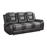 Briscoe 2-Tone (Light Gray And Dark Gray) Premium Faux Leather Upholstery Double Reclining Sofa - Ella Furniture