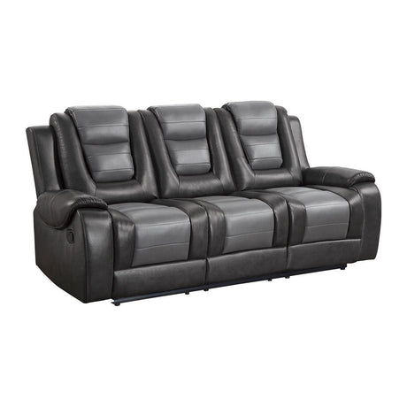 Briscoe 2-Tone (Light Gray And Dark Gray) Premium Faux Leather Upholstery Double Reclining Sofa - Ella Furniture