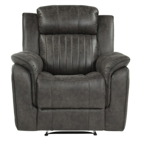 Centeroak Brownish Gray Solid Wood And Plywood Polished Microfiber Upholstery Reclining Chair - Ella Furniture