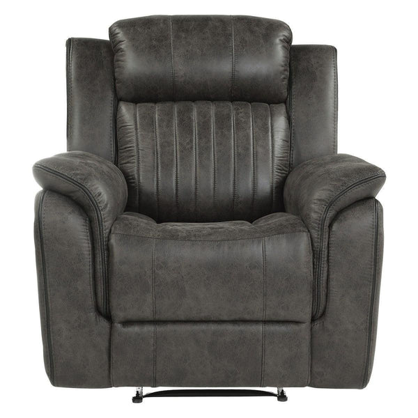 Centeroak Brownish Gray Solid Wood And Plywood Polished Microfiber Upholstery Reclining Chair - Ella Furniture