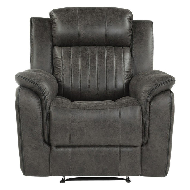Centeroak Brownish Gray Solid Wood And Plywood Polished Microfiber Upholstery Reclining Chair - Ella Furniture
