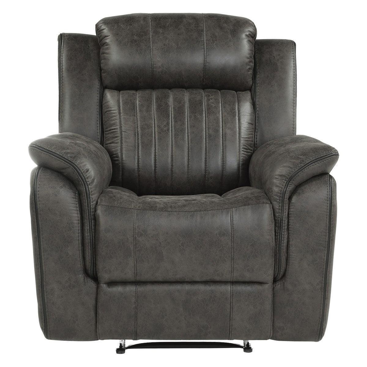Centeroak Brownish Gray Solid Wood And Plywood Polished Microfiber Upholstery Reclining Chair - Ella Furniture