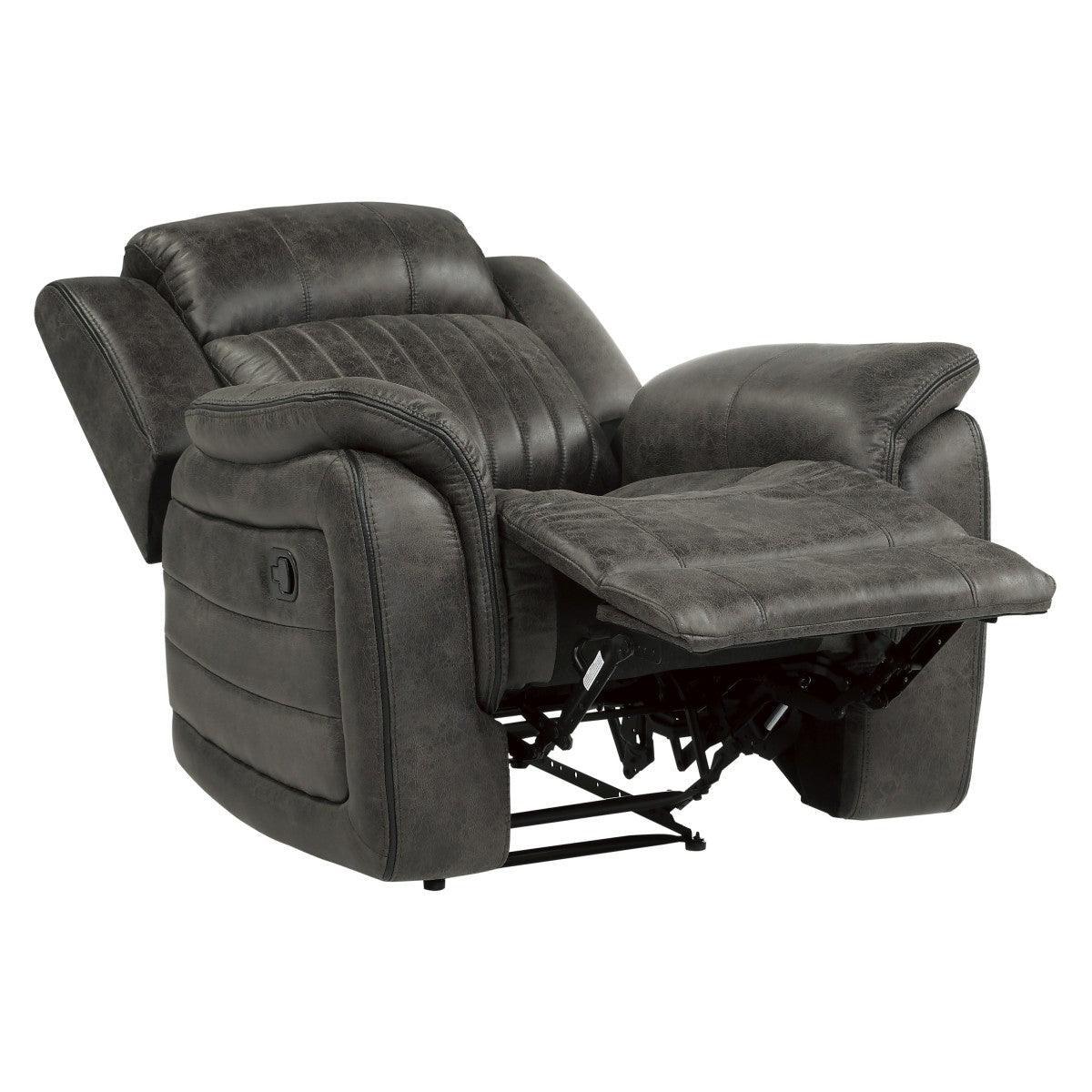 Centeroak Brownish Gray Solid Wood And Plywood Polished Microfiber Upholstery Reclining Chair - Ella Furniture