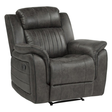 Centeroak Brownish Gray Solid Wood And Plywood Polished Microfiber Upholstery Reclining Chair - Ella Furniture