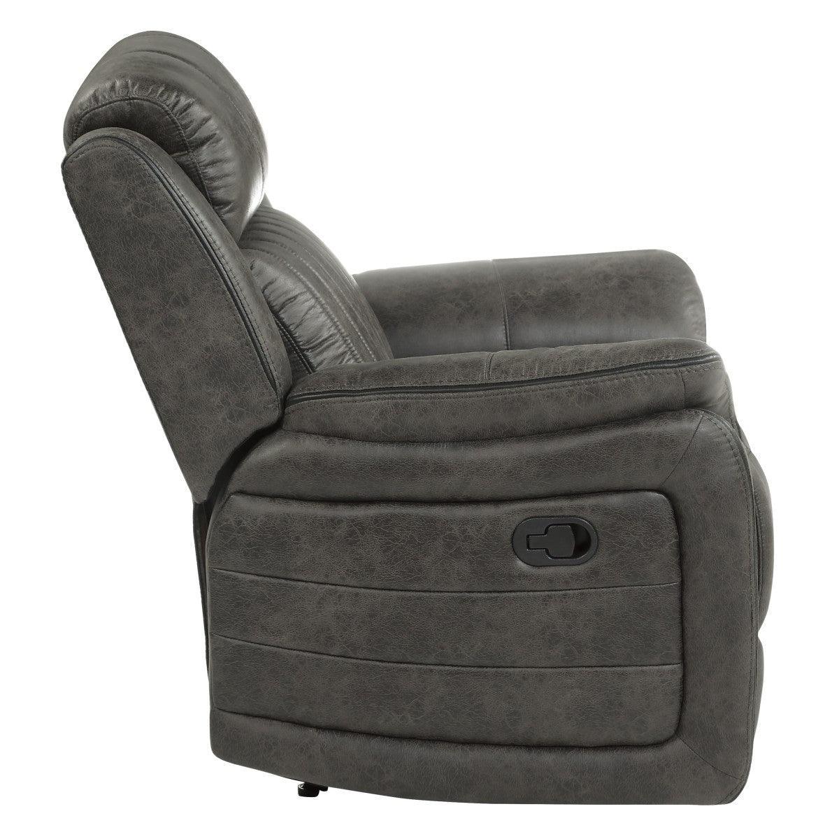 Centeroak Brownish Gray Solid Wood And Plywood Polished Microfiber Upholstery Reclining Chair - Ella Furniture