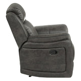 Centeroak Brownish Gray Solid Wood And Plywood Polished Microfiber Upholstery Reclining Chair - Ella Furniture