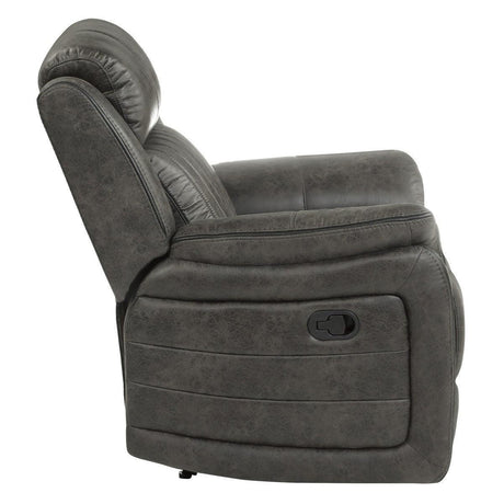 Centeroak Brownish Gray Solid Wood And Plywood Polished Microfiber Upholstery Reclining Chair - Ella Furniture