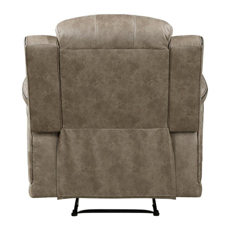 Centeroak Sandy Brown Solid Wood And Plywood Polished Microfiber Upholstery Reclining Chair - Ella Furniture