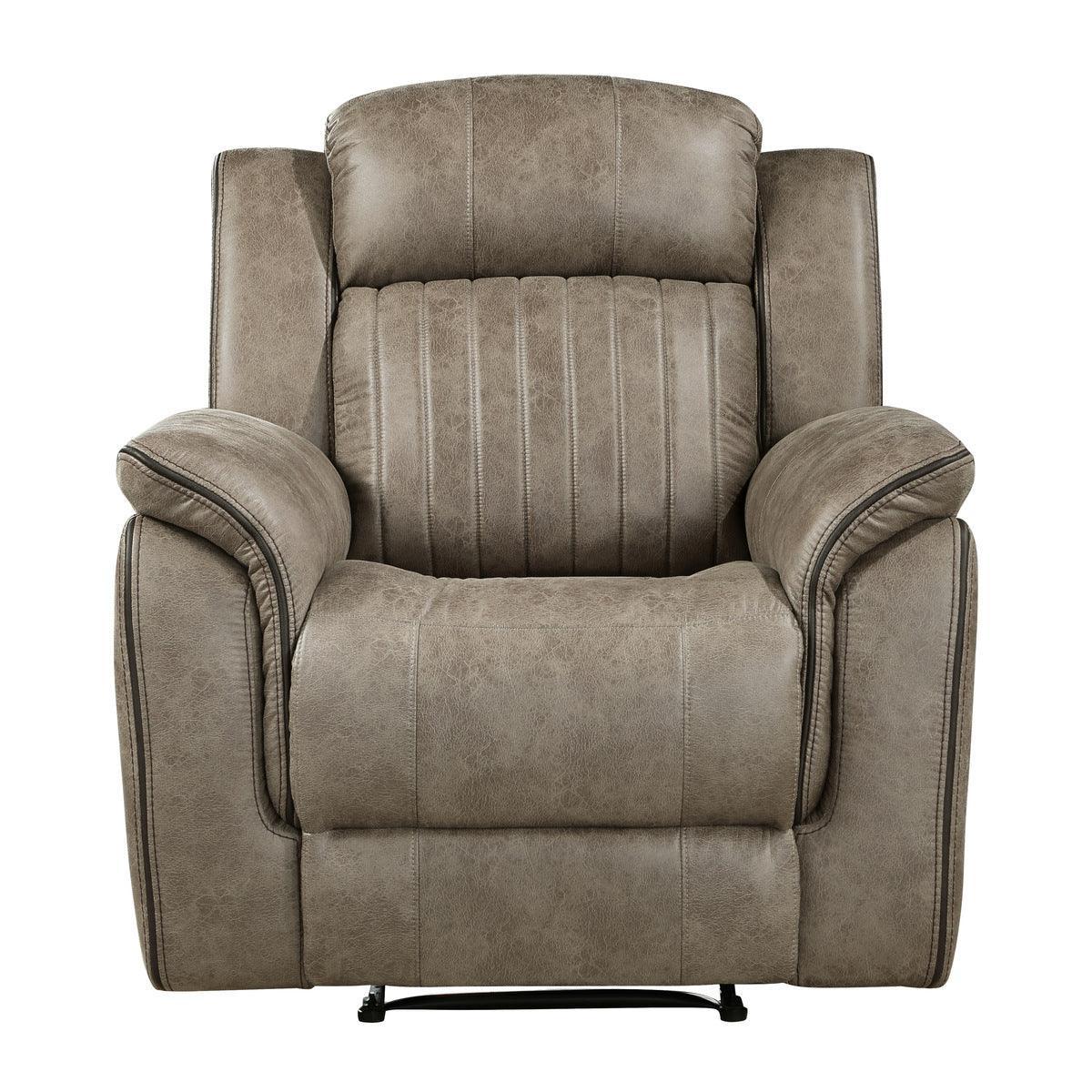 Centeroak Sandy Brown Solid Wood And Plywood Polished Microfiber Upholstery Reclining Chair - Ella Furniture