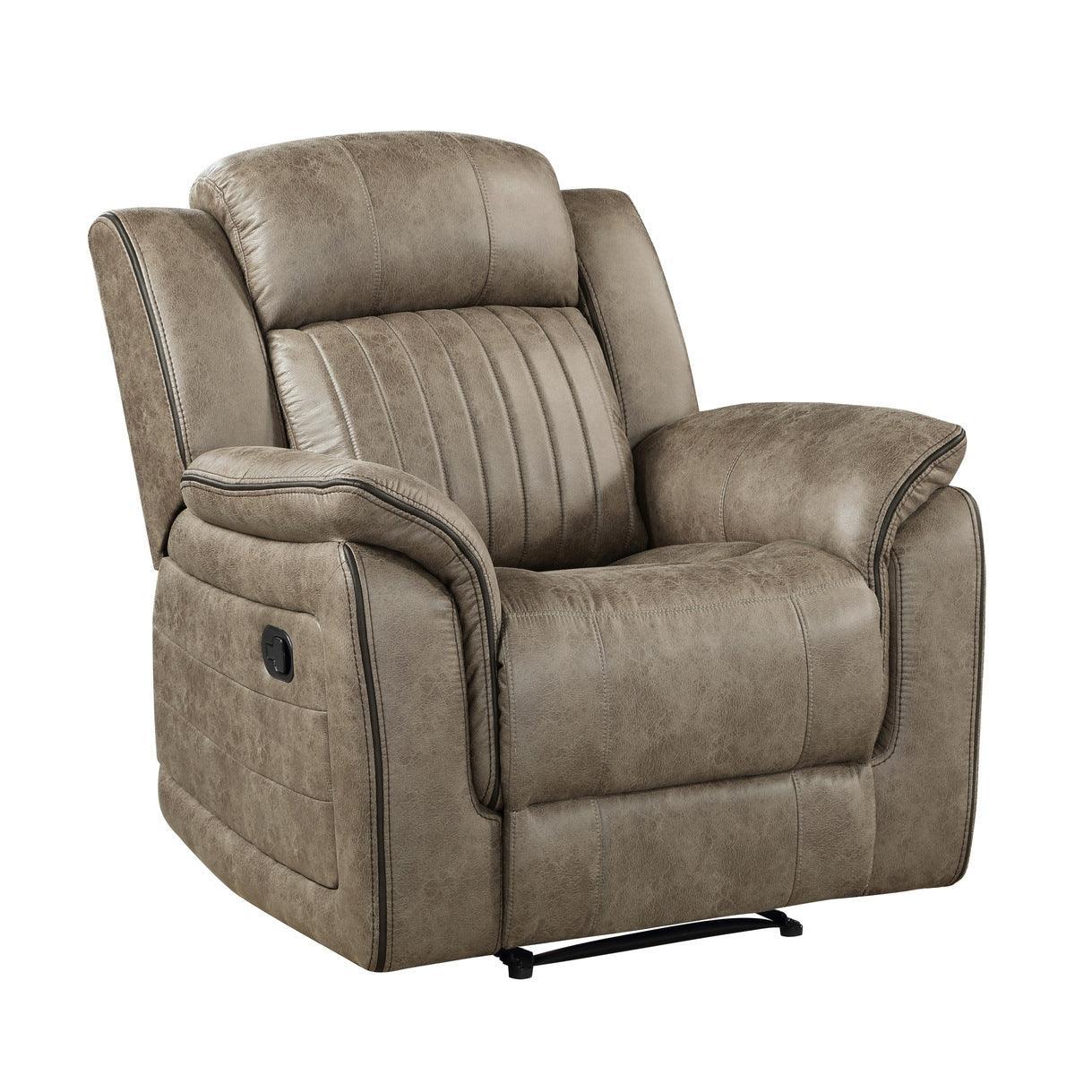 Centeroak Sandy Brown Solid Wood And Plywood Polished Microfiber Upholstery Reclining Chair - Ella Furniture
