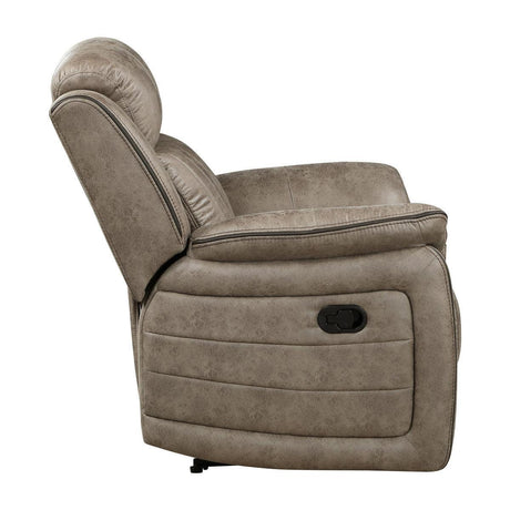 Centeroak Sandy Brown Solid Wood And Plywood Polished Microfiber Upholstery Reclining Chair - Ella Furniture