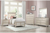 Celandine Silver Modern Traditional Solid Wood Faux Leather Upholstered Tufted Panel Bedroom Set - Ella Furniture