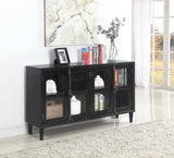 Mapleton 4-Door Accent Cabinet Black - Ella Furniture