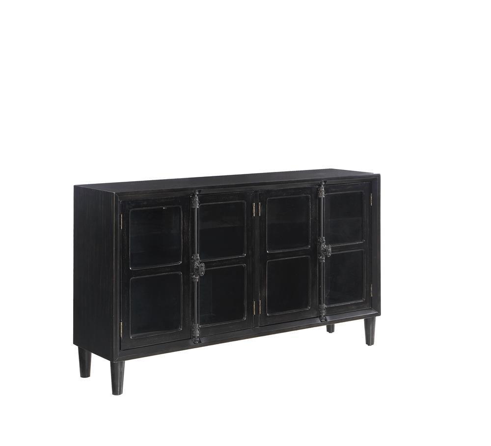 Mapleton 4-Door Accent Cabinet Black - Ella Furniture