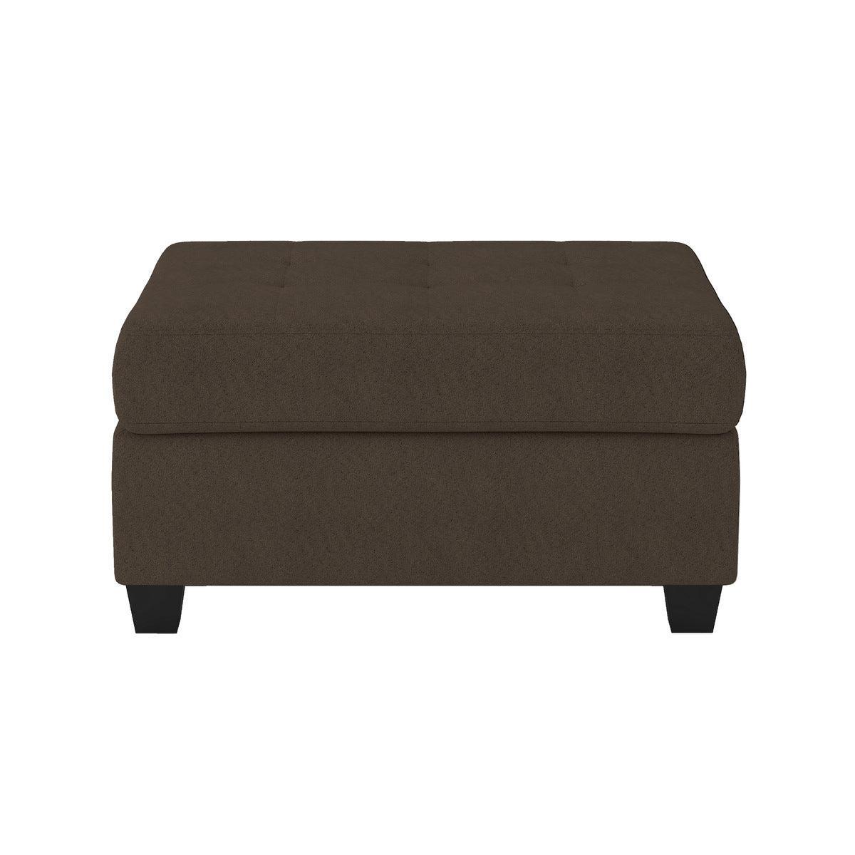 Maston Brown Fabric 2-Piece Reversible Sectional With Drop-down Cup Holders And Storage Ottoman - Ella Furniture