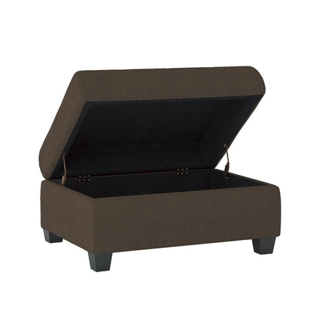 Maston Brown Fabric 2-Piece Reversible Sectional With Drop-down Cup Holders And Storage Ottoman - Ella Furniture