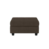 Maston Chocolate Solid Wood And Plywood Microfiber Fabric Upholstered Tufted Storage Ottoman - Ella Furniture