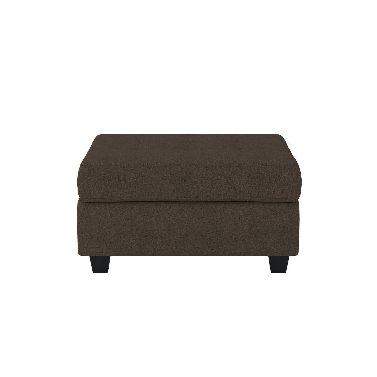 Maston Chocolate Solid Wood And Plywood Microfiber Fabric Upholstered Tufted Storage Ottoman - Ella Furniture