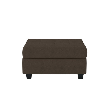 Maston Chocolate Solid Wood And Plywood Microfiber Fabric Upholstered Tufted Storage Ottoman - Ella Furniture