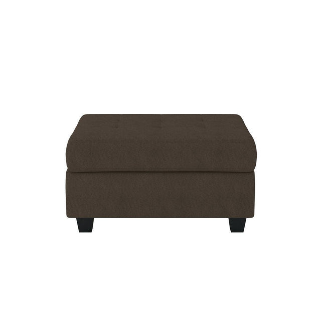 Maston Chocolate Solid Wood And Plywood Microfiber Fabric Upholstered Tufted Storage Ottoman - Ella Furniture