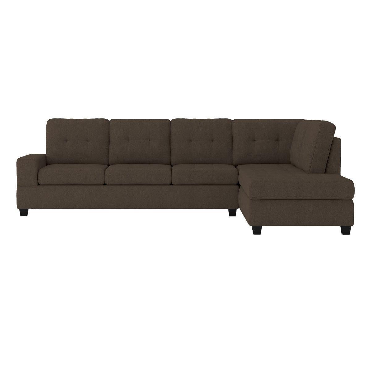Maston Chocolate Microfiber Fabric Upholstery 2-Piece Reversible Sectional Drop-down Cup Holders - Ella Furniture