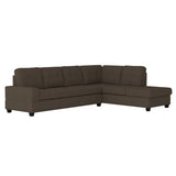 Maston Brown Fabric 2-Piece Reversible Sectional With Drop-down Cup Holders And Storage Ottoman - Ella Furniture