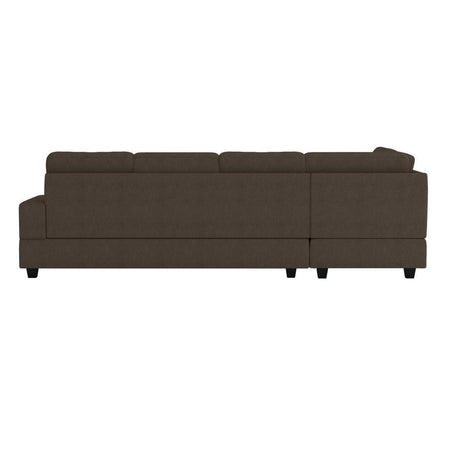 Maston Chocolate Microfiber Fabric Upholstery 2-Piece Reversible Sectional Drop-down Cup Holders - Ella Furniture