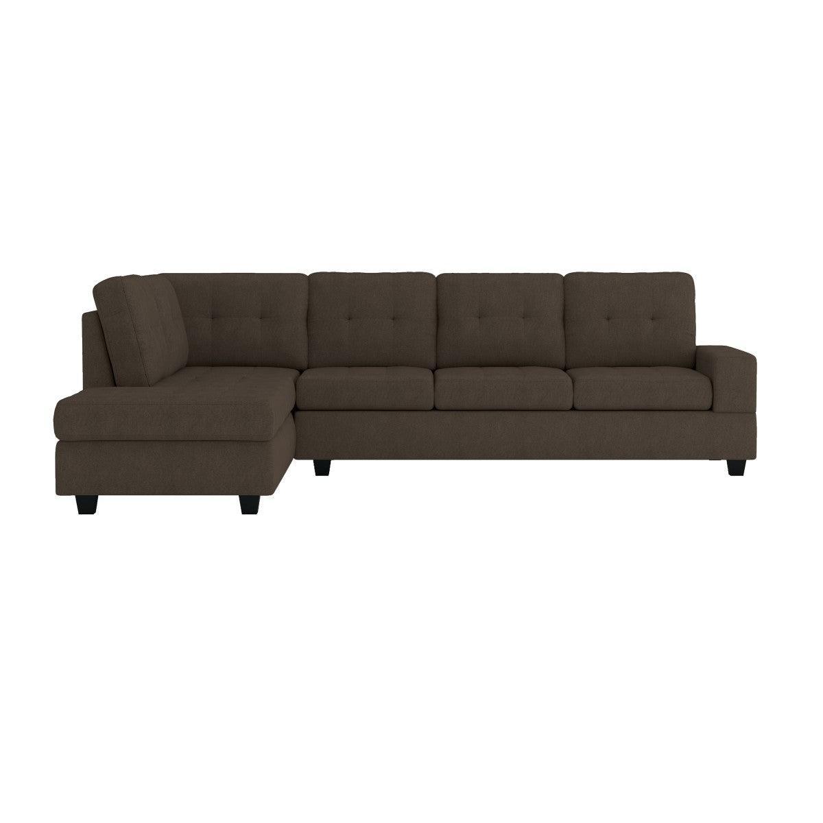 Maston Chocolate Microfiber Fabric Upholstery 2-Piece Reversible Sectional Drop-down Cup Holders - Ella Furniture