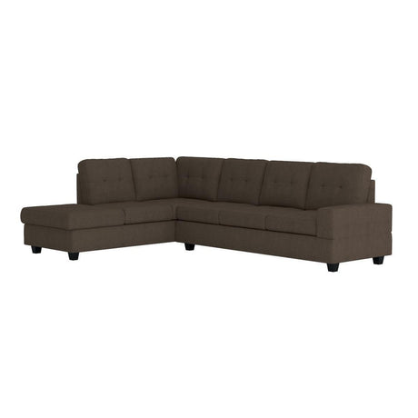 Maston Chocolate Microfiber Fabric Upholstery 2-Piece Reversible Sectional Drop-down Cup Holders - Ella Furniture