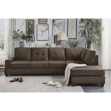 Maston Chocolate Microfiber Fabric Upholstery 2-Piece Reversible Sectional Drop-down Cup Holders - Ella Furniture