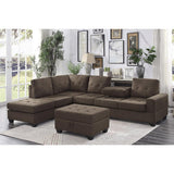 Maston Chocolate Microfiber Fabric Upholstery 2-Piece Reversible Sectional Drop-down Cup Holders - Ella Furniture