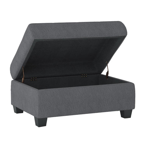 Maston Gray Solid Wood Microfiber Fabric Upholstery 2-Piece Reversible Sectional Storage Ottoman - Ella Furniture