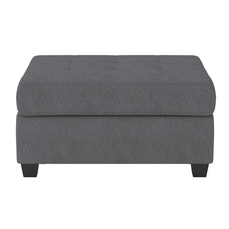 Maston Dark Gray Solid Wood And Plywood Microfiber Fabric Upholstered Tufted Storage Ottoman - Ella Furniture