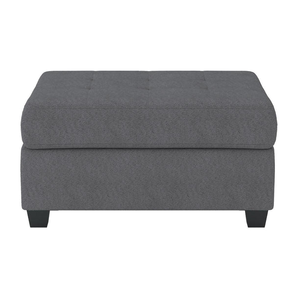 Maston Dark Gray Solid Wood And Plywood Microfiber Fabric Upholstered Tufted Storage Ottoman - Ella Furniture