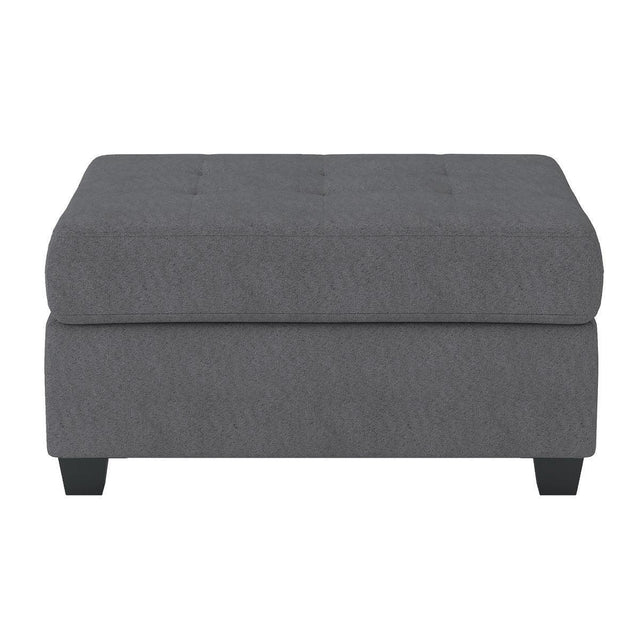 Maston Dark Gray Solid Wood And Plywood Microfiber Fabric Upholstered Tufted Storage Ottoman - Ella Furniture