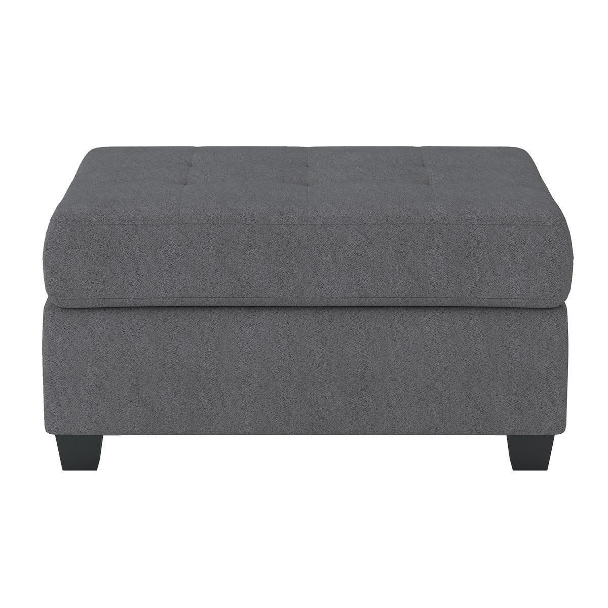 Maston Dark Gray Solid Wood And Plywood Microfiber Fabric Upholstered Tufted Storage Ottoman - Ella Furniture