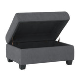 Maston Dark Gray Solid Wood And Plywood Microfiber Fabric Upholstered Tufted Storage Ottoman - Ella Furniture